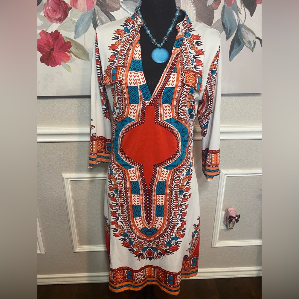 Vibrant Multicolor Tribal Print Dress - Picture 7 of 15